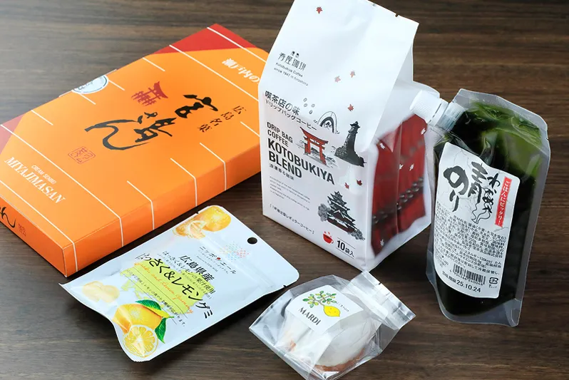 宮島さん、はっさくレモングミ、KOTOBUKIYA BLEND、青のり、レモンケーキなどの商品